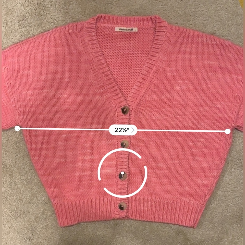 Misha & Puff womens size 1 pink v neck wedge cardigan sweater 100% pima cotton - Picture 5 of 6